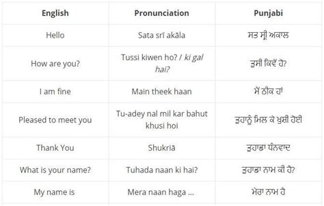 basic punjabi words.